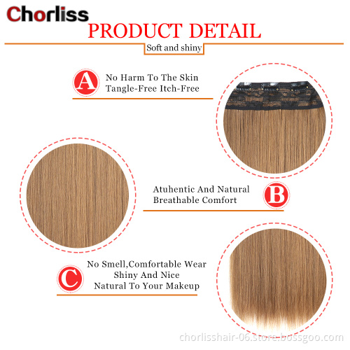 Wholesale Cheap Blonde Long22''Straight Ombre New High Quality 5 Clip Heat Resistant Synthetic Clip In Hair Extensions For Women